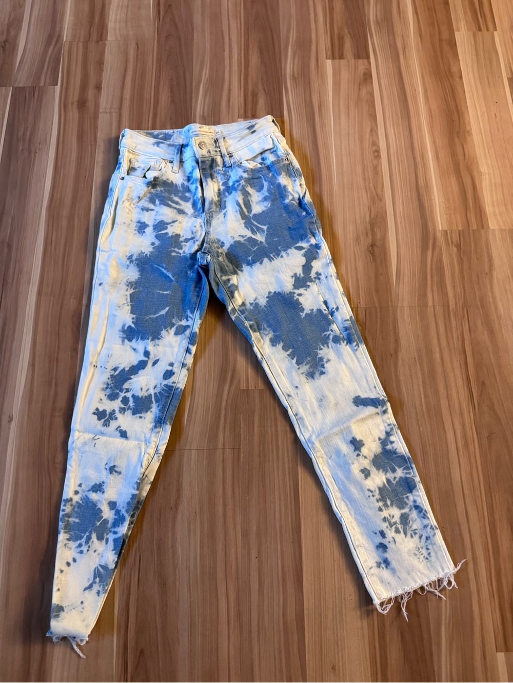 Blue Tie-Dye Straight Leg Jeans